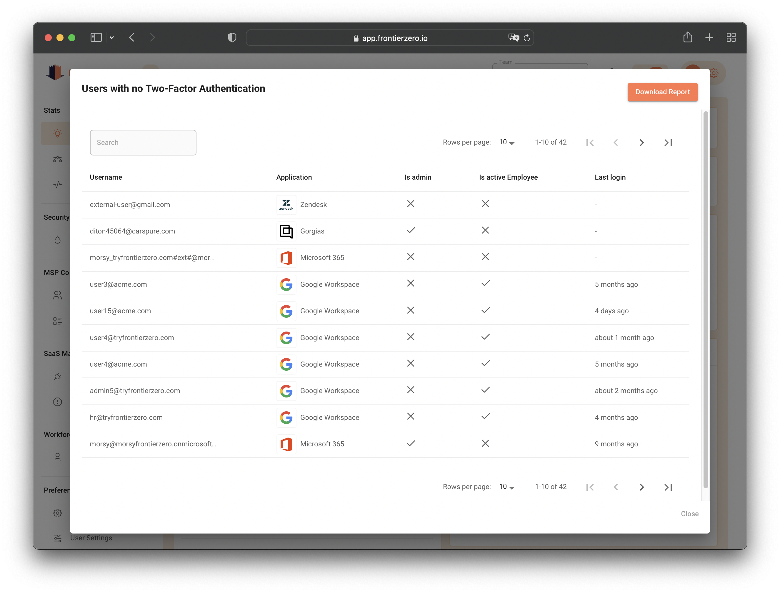 FrontierZero 2FA/MFA Monitoring